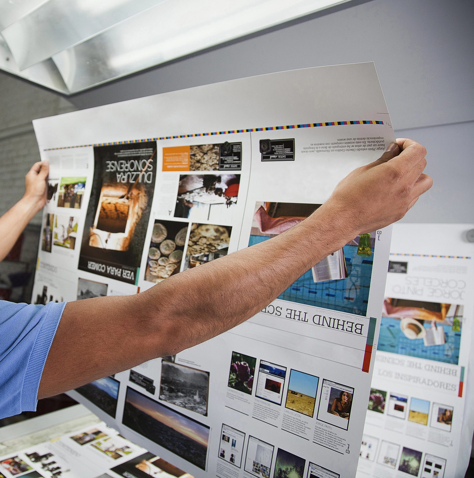 Press sheet inspection under controlled lighting at the Vista facility