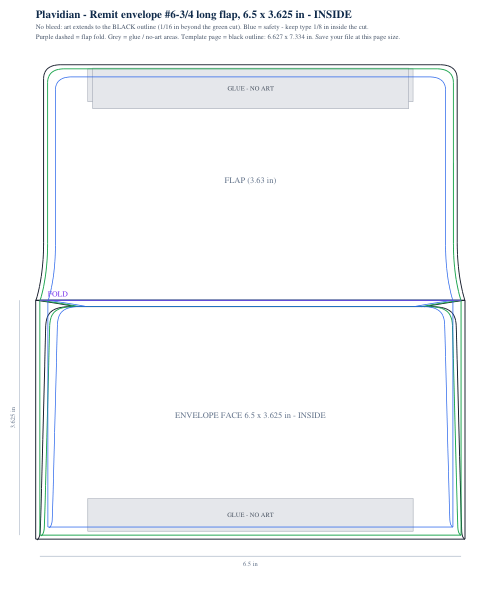 Remit envelope #6-3/4 long flap (6.5 x 3.625 in) - inside - USPS layout guide