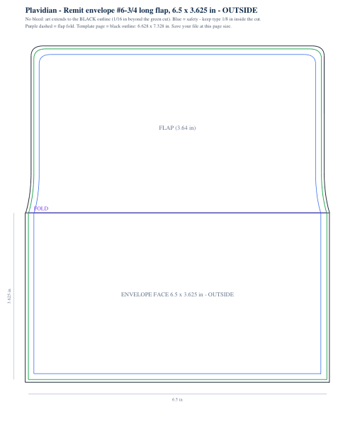 Remit envelope #6-3/4 long flap (6.5 x 3.625 in) - outside - USPS layout guide